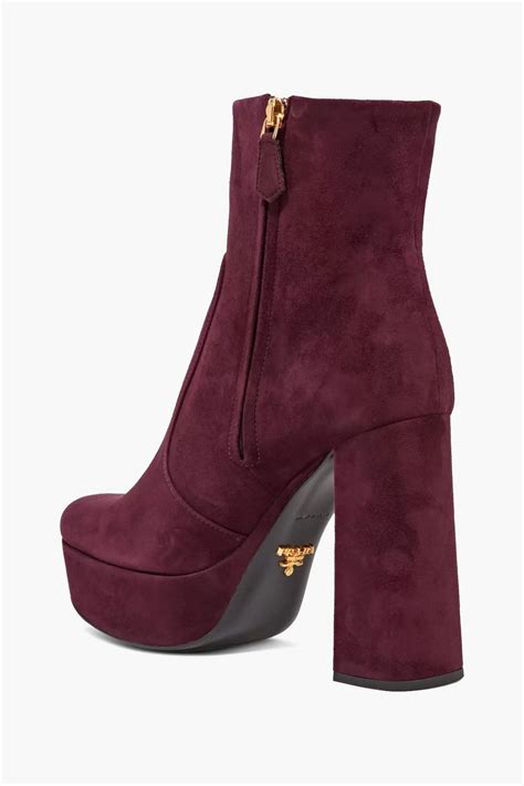 prada women's ankle boots|prada suede platform ankle boots.